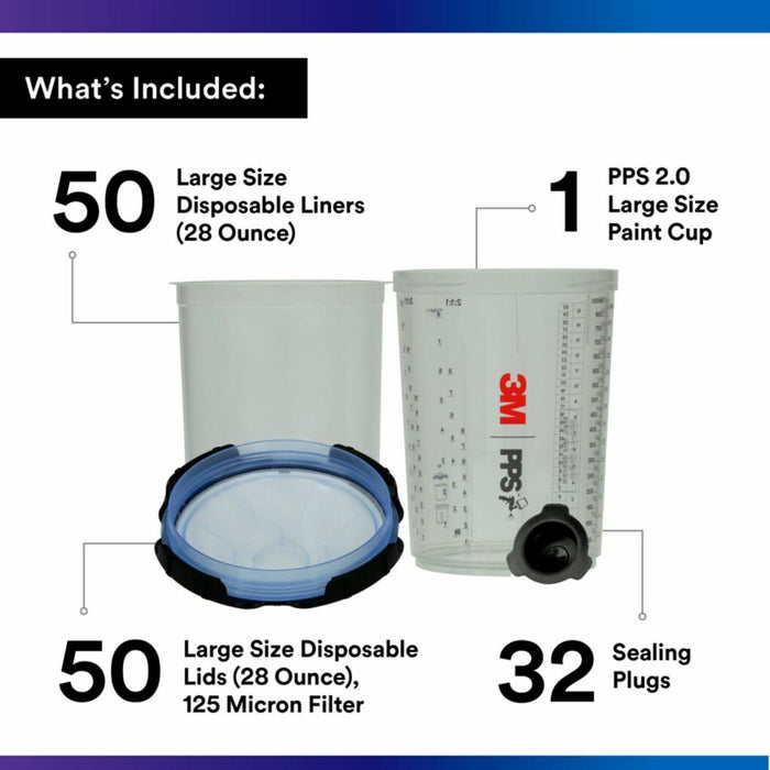 3M™ PPS™ 26325 Large Spray Cup Liner Kit, 850 mL, Use with Liner (Y/N): Yes