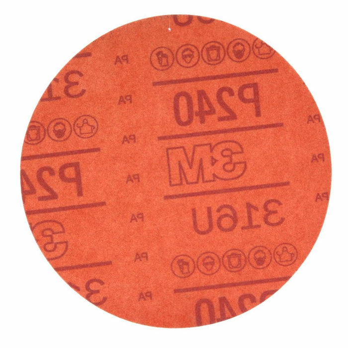 3M™ 01220 316U Series Abrasive Disc, 6 in Dia, P240 Grit, Hook and Loop, Red