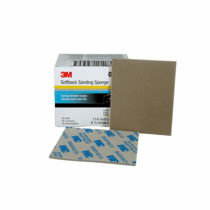 3M™ 02601 Flexible Sanding Sponge, 4-1/2 in W x 5-1/2 in L, 3/16 in THK, 600 to 1000 Grit, Ultra Fine Grade, Gray