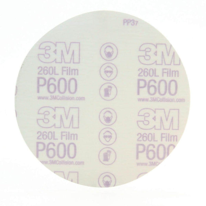 3M™ 01321 260L Series Abrasive Disc, 6 in Dia, P600 Grit, PSA, White