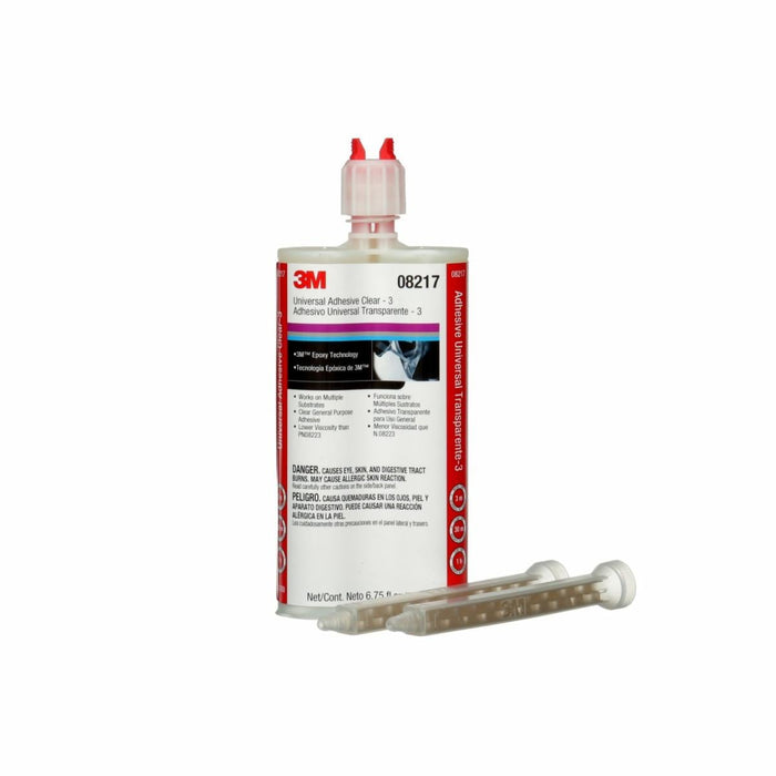 3M™ 08217 2-Part Universal Adhesive, 200 mL Cartridge, Medium Syrup, Clear/Dark Amber, 1 hr Curing