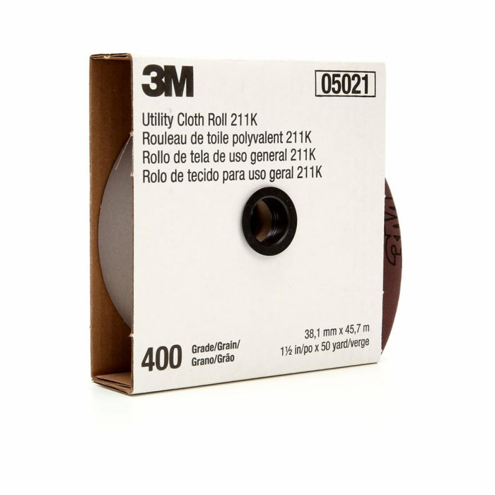 3M™ 05021 211K Series Utility Cloth Roll, 1-1/2 in W x 50 yd L, 400 Grit, Super Fine Grade, Aluminum Oxide