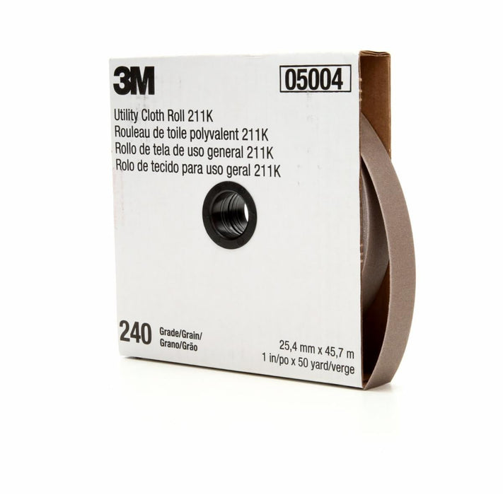 3M™ 05024 211K Series Utility Cloth Roll, 1-1/2 in W x 50 yd L, 240 Grit, Very Fine Grade, Aluminum Oxide