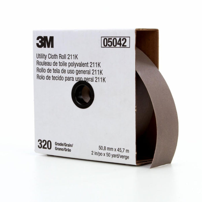 3M™ 05022 211K Series Utility Cloth Roll, 1-1/2 in W x 50 yd L, 320 Grit, Extra Fine Grade, Aluminum Oxide