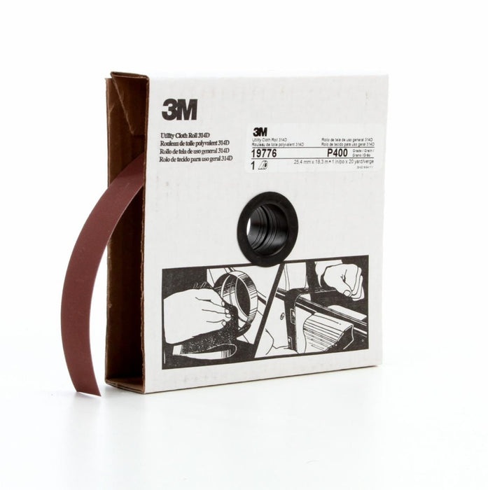 3M™ 19776 314D Series Utility Cloth Roll, 1 in W x 20 yd L, P400 Grit, Extra Fine Grade, Aluminum Oxide