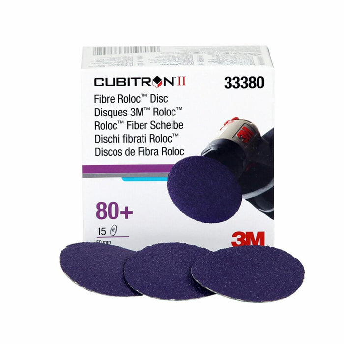 Cubitron™ II 33380 786C Series Fiber Disc, 2 in Dia, 80+ Grit, 25000 rpm, Purple