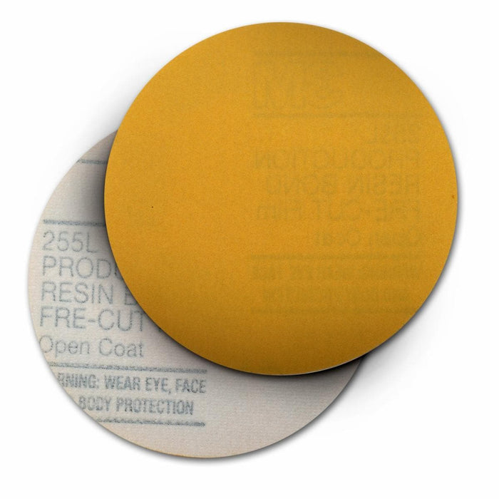 3M™ 00967 255L Series Abrasive Disc, 5 in Dia, P80 Grit, Hook and Loop, Gold