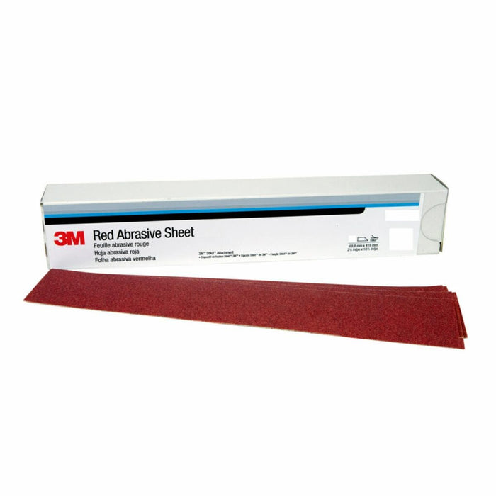 3M™ 01680 316U Series Abrasive Sheet, 2-3/4 in W x 16-1/2 in L, 40 Grit, Coarse Grade, Red, Dry