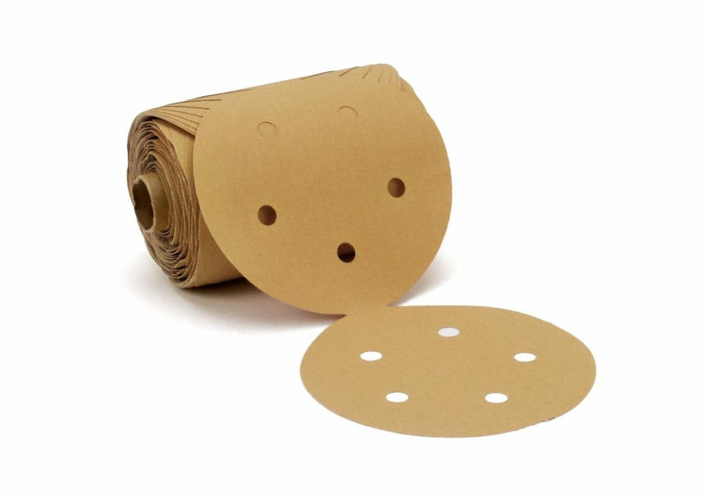 3M™ 01635 216U Series Dust Free Abrasive Disc Roll, 6 in Dia, P320 Grit, PSA, Gold