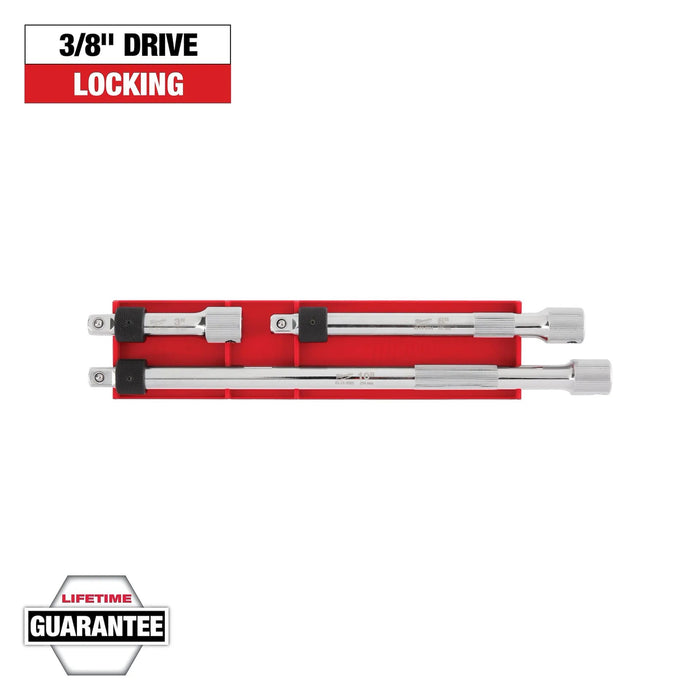 Milwaukee Tools 3pc 3/8 Inch Drive Locking Extension Set