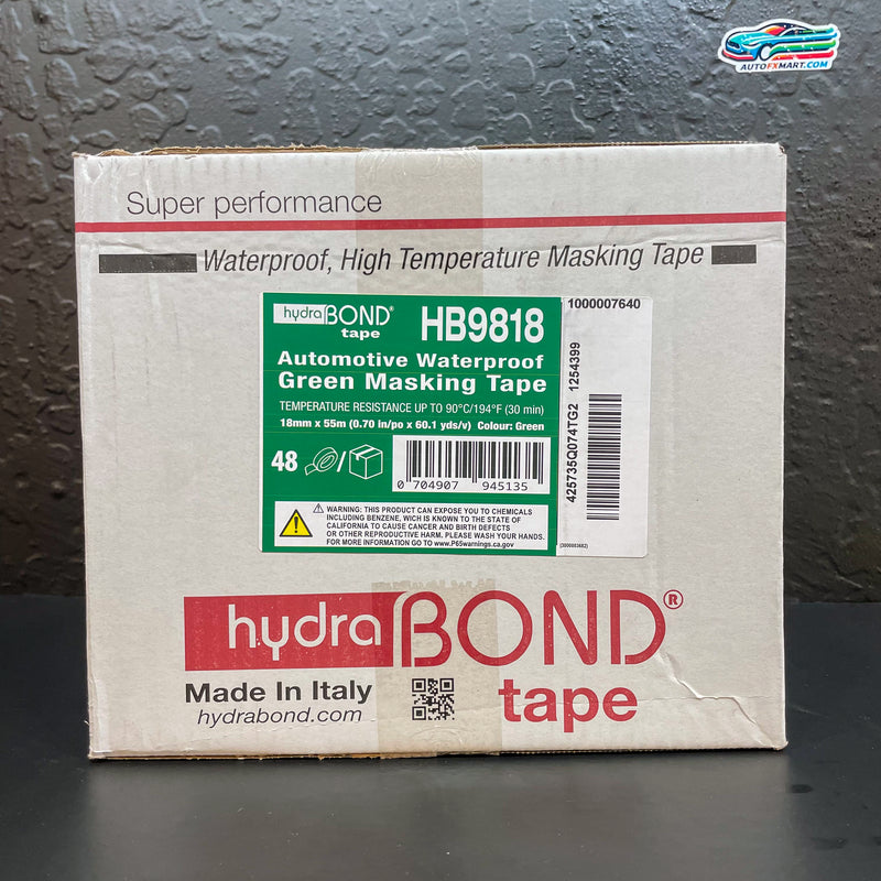 HB9818 Green Masking Tape Automotive Waterproof 3/4", 12 rolls EA