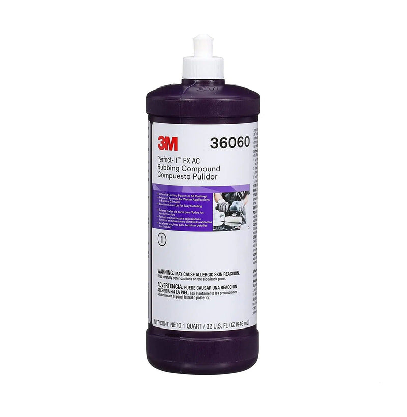 3M Products Perfect-It 36060 EX AC Rubbing Compound, 1 qt Bottle, White, Liquid