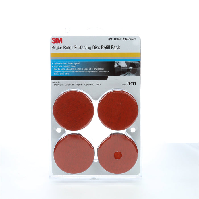 3M™ 01411 Coated Brake Rotor Surface Conditioning Disc Refill Pack, 3 in Dia, 120 Grit, Brown