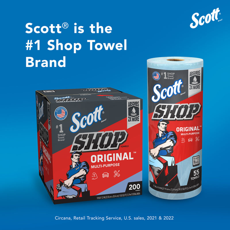 Kimberly-Clark Scott 75130 Shop Towel, 11 in L, 9.4 in W, Paper, Blue, 1-Ply — view 5