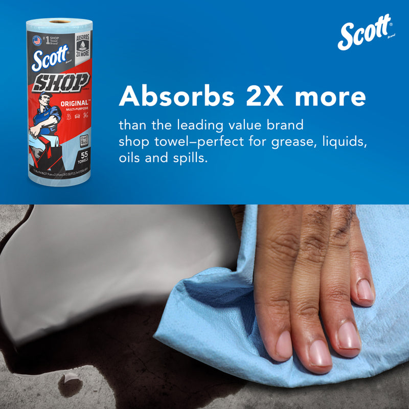Kimberly-Clark Scott 75130 Shop Towel, 11 in L, 9.4 in W, Paper, Blue, 1-Ply — view 8