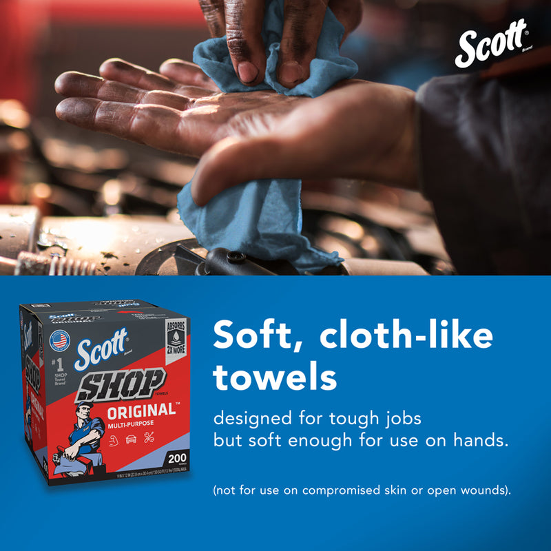 Kimberly-Clark Scott 75190 Multi-Purpose Shop Towel, 9 x 12 in, 200, Blue, Multi-Purpose, 1 Plys — view 10