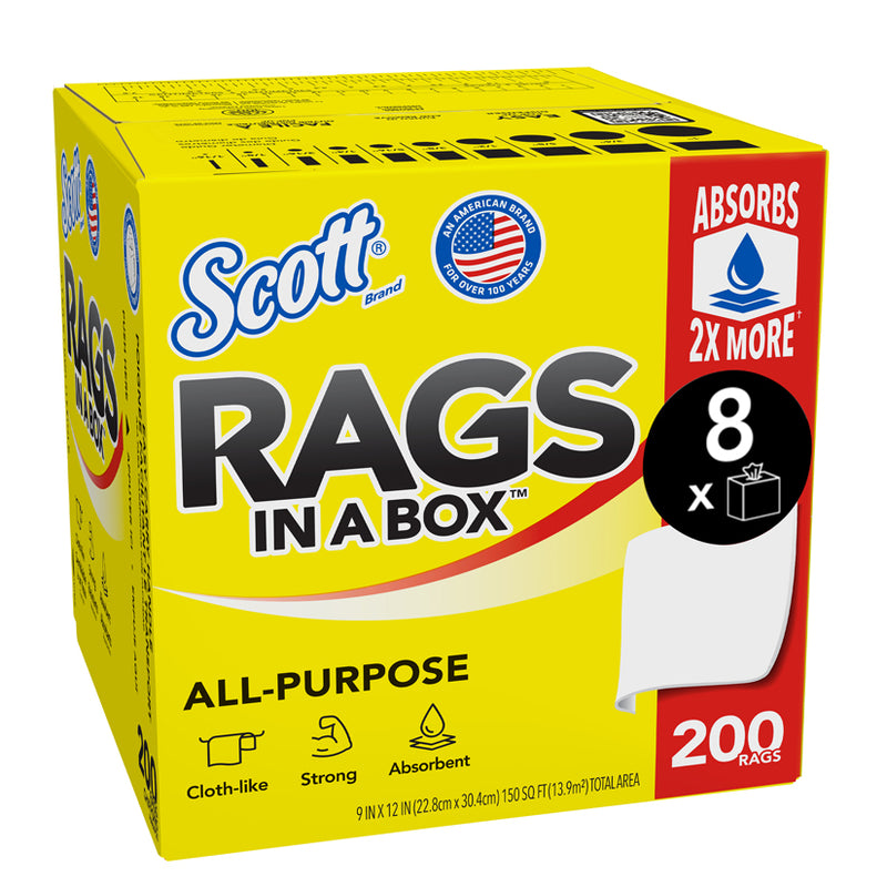 Kimberly-Clark Scott 75260 Disposable Rag In A Box, 9 x 12 in, 200, Double Re-Creped, White, 1 Plys — view 4