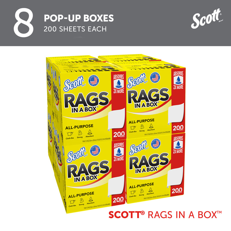 Kimberly-Clark Scott 75260 Disposable Rag In A Box, 9 x 12 in, 200, Double Re-Creped, White, 1 Plys — view 5