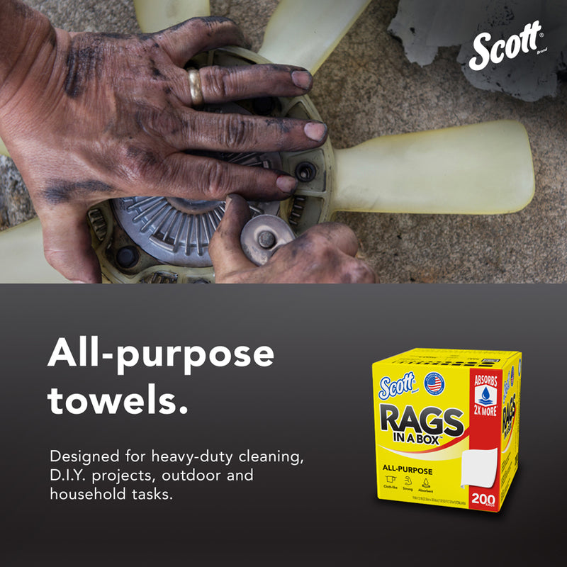Kimberly-Clark Scott 75260 Disposable Rag In A Box, 9 x 12 in, 200, Double Re-Creped, White, 1 Plys — view 6