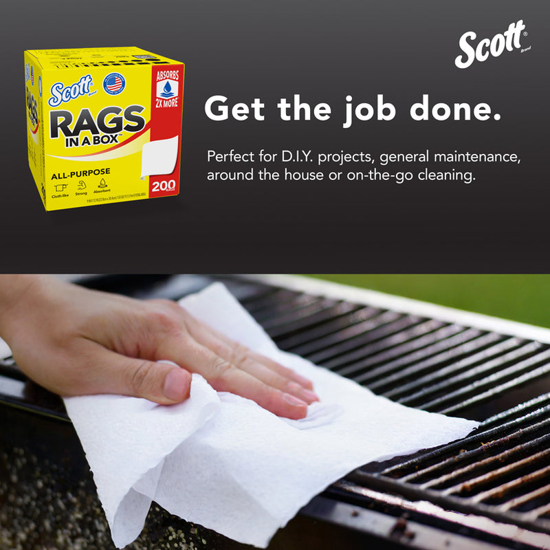 Kimberly-Clark Scott 75260 Disposable Rag In A Box, 9 x 12 in, 200, Double Re-Creped, White, 1 Plys — view 10