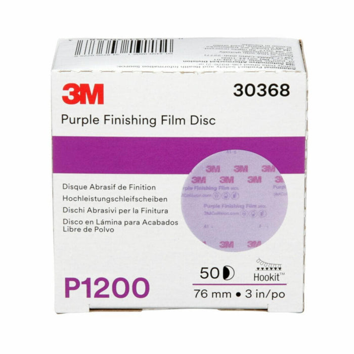 3M™ 30368 260L Series Abrasive Disc, 3 in Dia, P1200 Grit, Hook and Loop, Purple