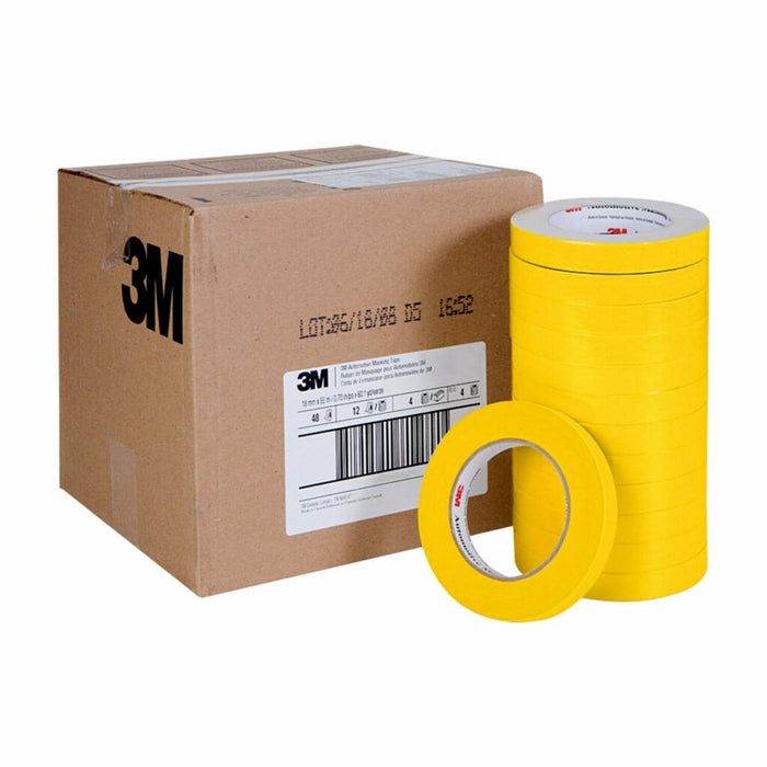 3M™ 06656 388N Automotive Refinishing Masking Tape, 55 m x 48 mm, 6.3 mil THK, Yellow, 388N