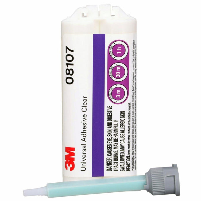 3M™ 08107 2-Part Universal Adhesive, 1.6 oz Dual Syringe Cartridge, Thin Syrup, Slight Yellow/Clear, 1 hr Curing