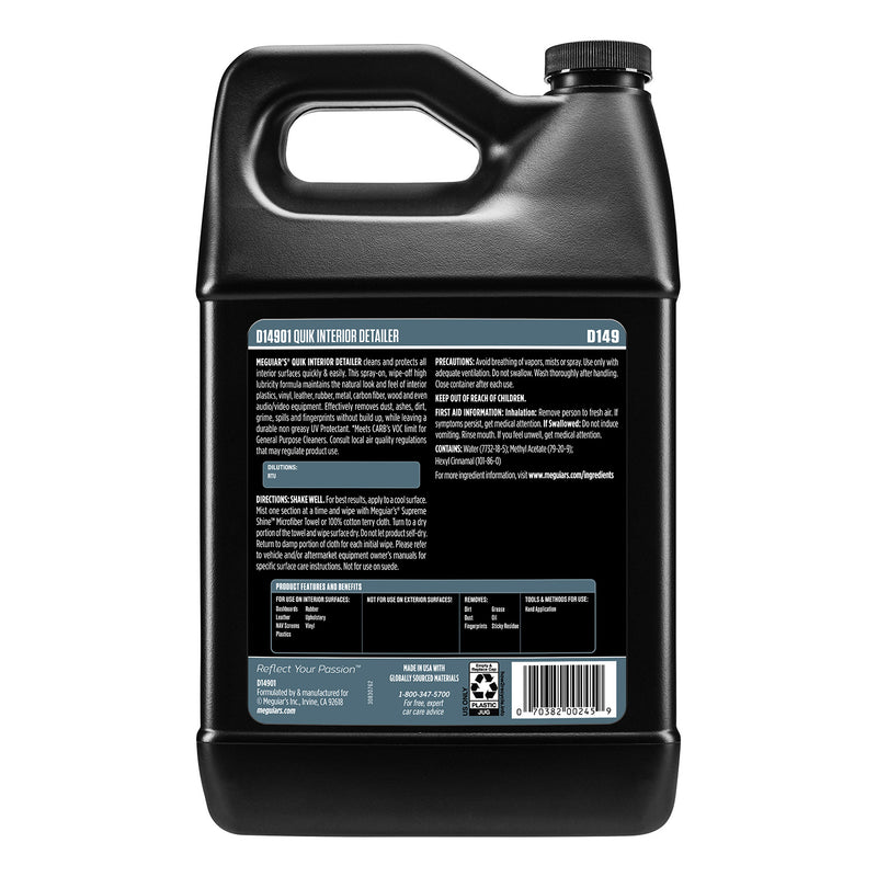 Meguiar's Quik Interior Detailer D14901 Cleaner, 1 gal Can, Clear, Liquid — view 4