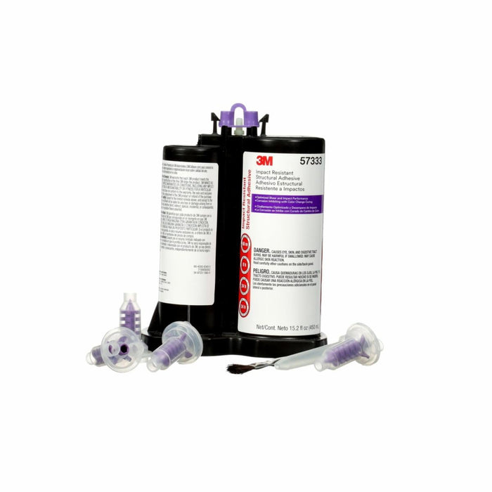 3M™ 57333 2-Part Impact Resistant Structural Adhesive, 450 mL Cartridge, Thick Paste, Silver Gray, 24 hr Curing