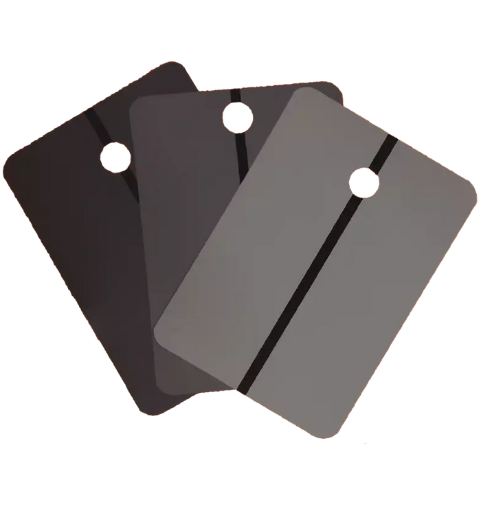 CTW International Metal Spray Samples - Black Stripe on LIGHT GRAY, 25 pcs per box