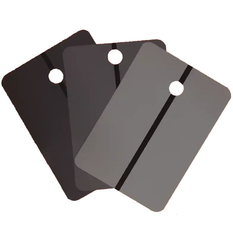 Metal Spray Samples - Black Stripe on LIGHT GRAY, 25 pcs per box