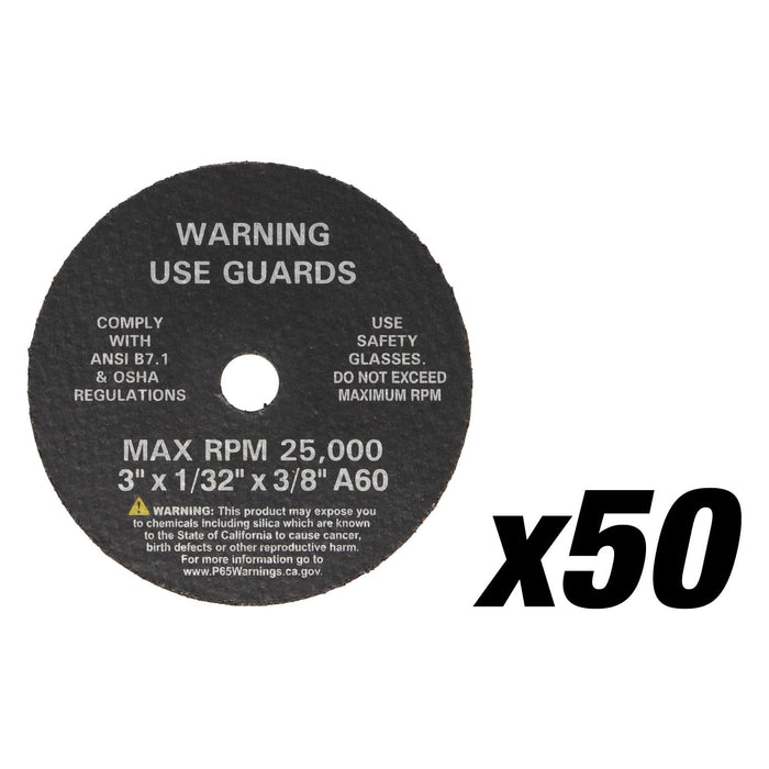 AES Industries 3" Cut-Off Wheels, 3" x 1/32" x 3/8", 50 per Box