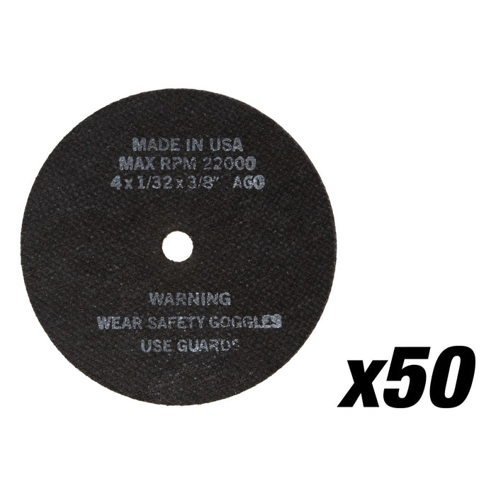 AES Industries 4" Cut-Off Wheels, 4" x 1/32" x 3/8", 50 per Box
