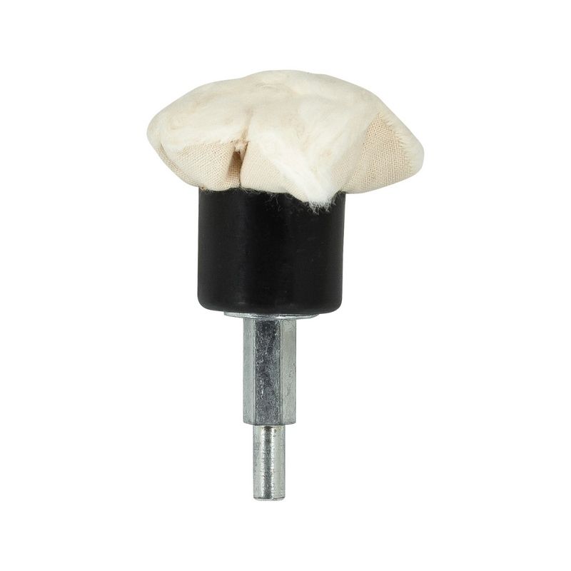 Small Facer Buff 162-17, White, Cotton Material, 1/4 in Hex Shank for Flat Recessed