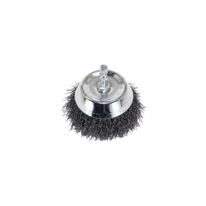 AES Industries Industries 1843 Coarse Wire Cup Brush with Shank, 3 in, 1/4 in Shank, Steel, Brass-Co