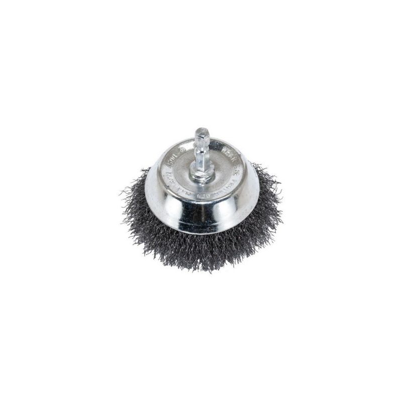 Fine Wire Cup Brush 1844, 3 in, Brass-Coated, Steel, for Paint and Rust Removal