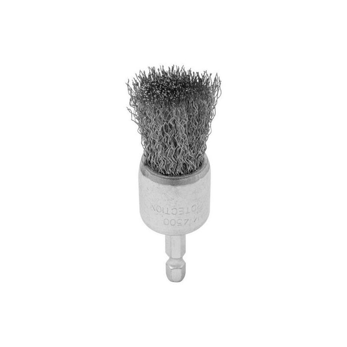 AES Industries Industries 1848 Coarse Wire Solid End Brush with Shank, 7/8 in, 1/4 in Shank, Steel,
