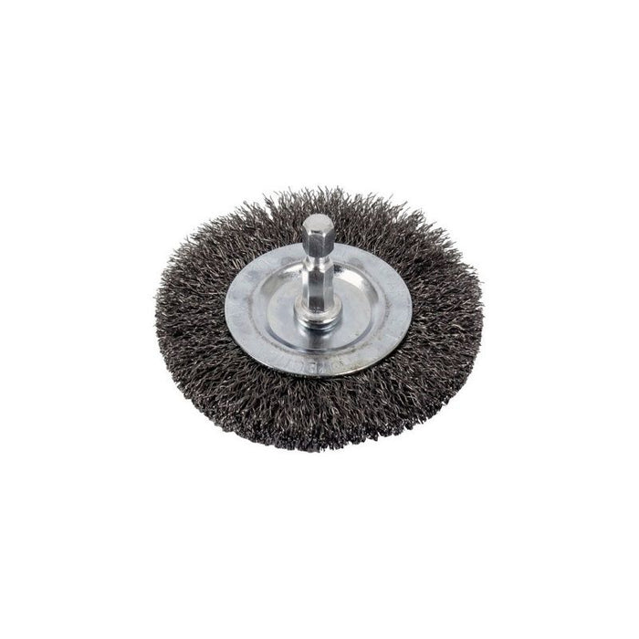 AES Industries Industries 1863 Fine Wire Wheel with Shank, 3 in, 1/4 in Shank, Steel