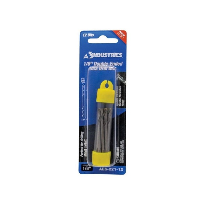 AES Industries Industries 221-12 Stubby Drill Bit, 1/8 in Dia, 2-1/4 in OAL, 135 deg, High Speed Ste