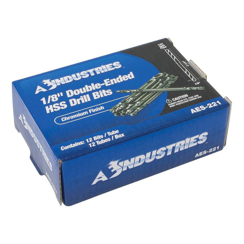 AES Industries Industries 221 Stubby Drill Bit, 1/8 in Dia, 2-1/4 in OAL, 135 deg, High Speed Steel — view 3