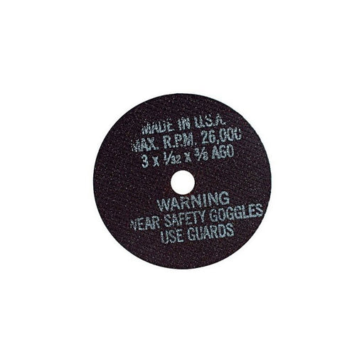 AES Industries Industries 3803 Cut-Off Wheel, 3 in Dia, 1/32 in THK, 3/8 in Hole, 60 Grit, 26000 rpm