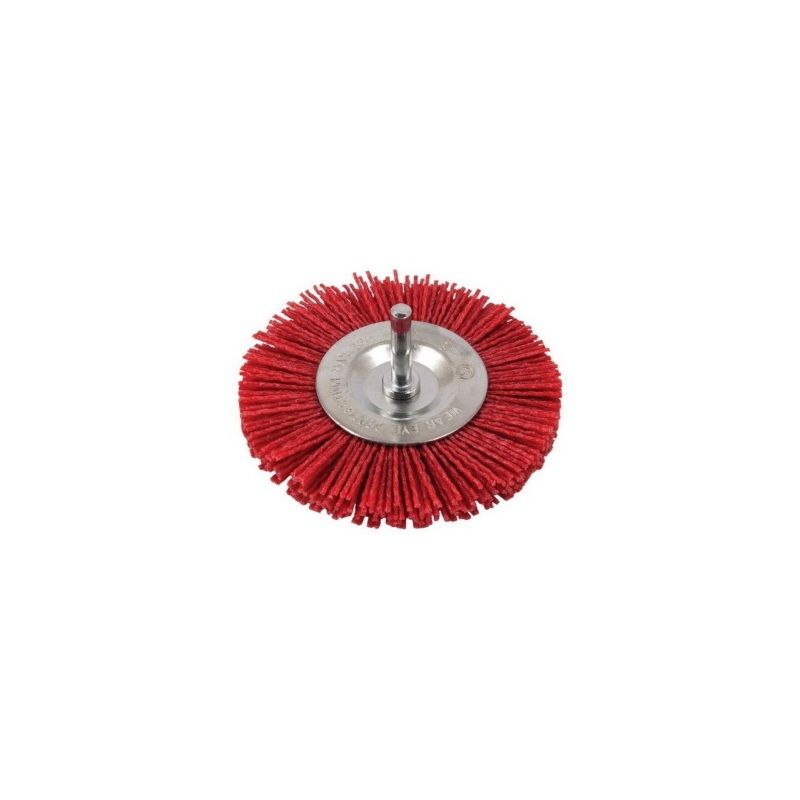 51884 Filament Wheel Brush, 4 in, 1/4 in Shank, Nylon with Silicon Carbide Filament