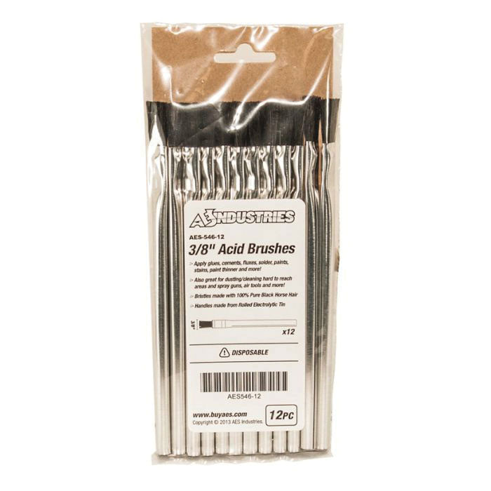 3/8 in Acid Brush 546 - 6 in Tin Handle, 100% Pure Black Horse Hair Bristles