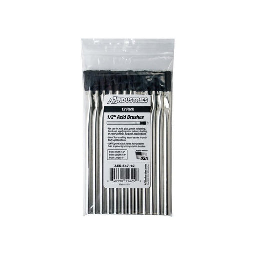 AES Industries Industries 547-12 Acid Brush, 6 in OAL, 1/2 in Brush, 100% Pure Black Horse Hair, Ele