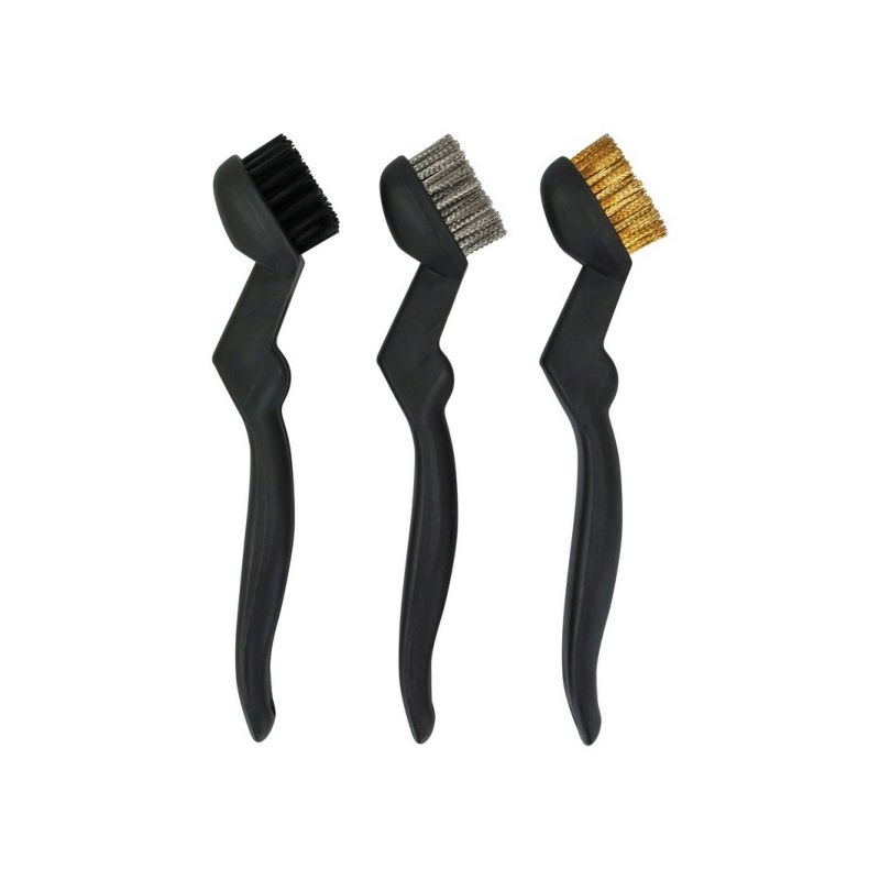 Industries 612 3-Piece Easy Grip Scratch Brush Set, Nylon/Steel/Brass, Polypropylene