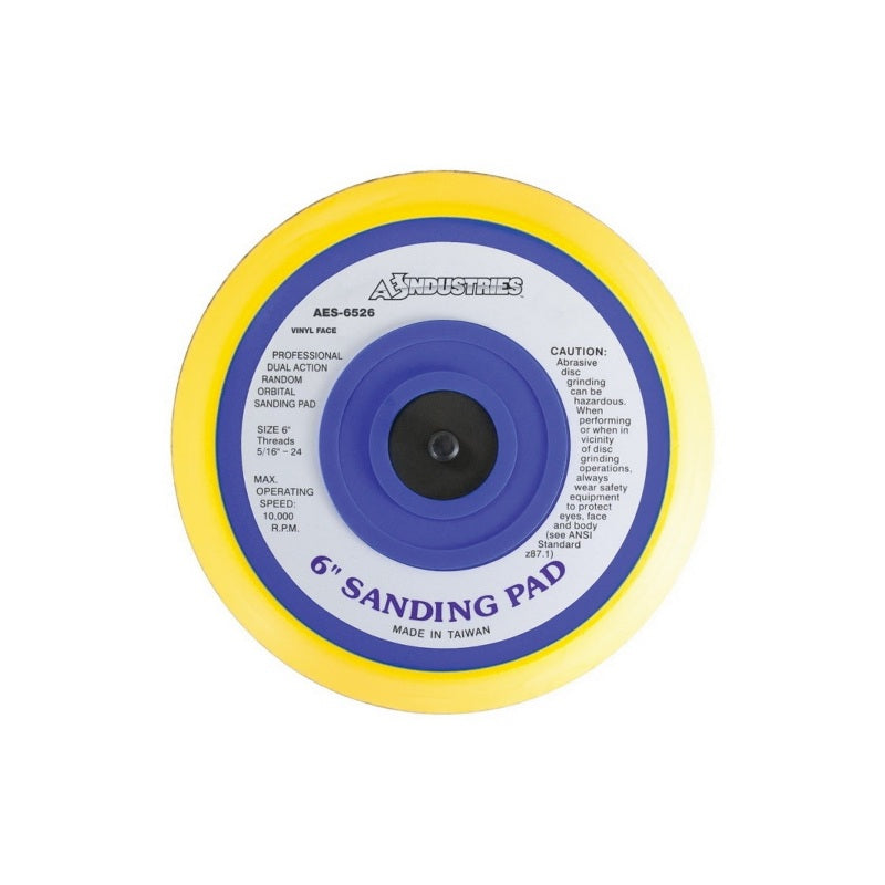 AES Industries Industries 6526 Pro-Series Tapered Sanding Pad, 6 in Dia, 5/16-24 Arbor, Vinyl Face