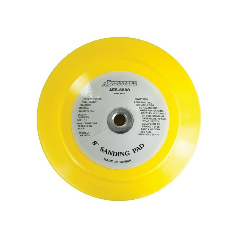 AES Industries Industries 6588 Super-Flex Tapered Edge Pad, 8 in Dia, 5/8-11 Arbor, Vinyl Face