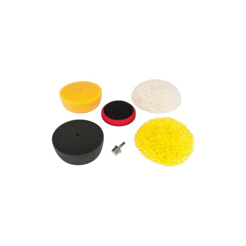 AES Industries Industries 76400 Premium Mini Buffing Pad Set, 3 in Overall Dia, Hook and Loop