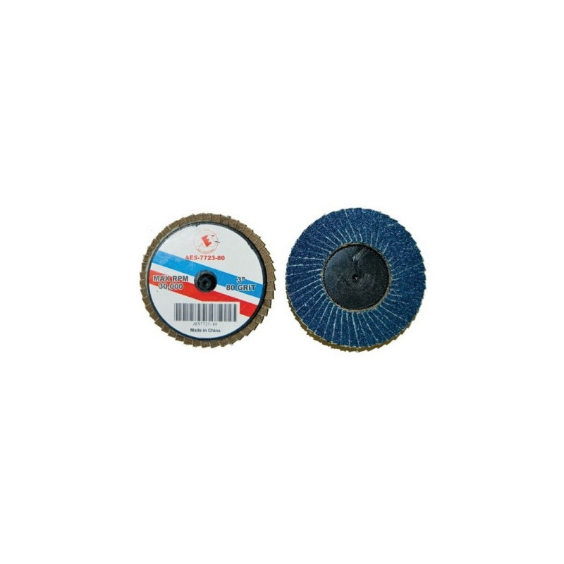 7723-80 Flap Disc, 3 in Diameter, 80 Grit Zirconia, Rolok Attachment