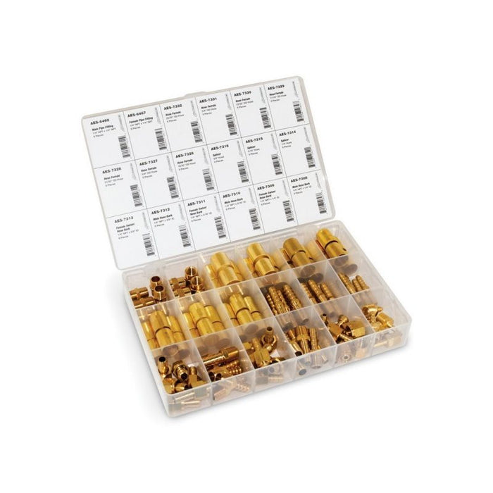 AES Industries Industries 856 108-Piece Hose Barb and Ferrule Assortment, Brass — view 2